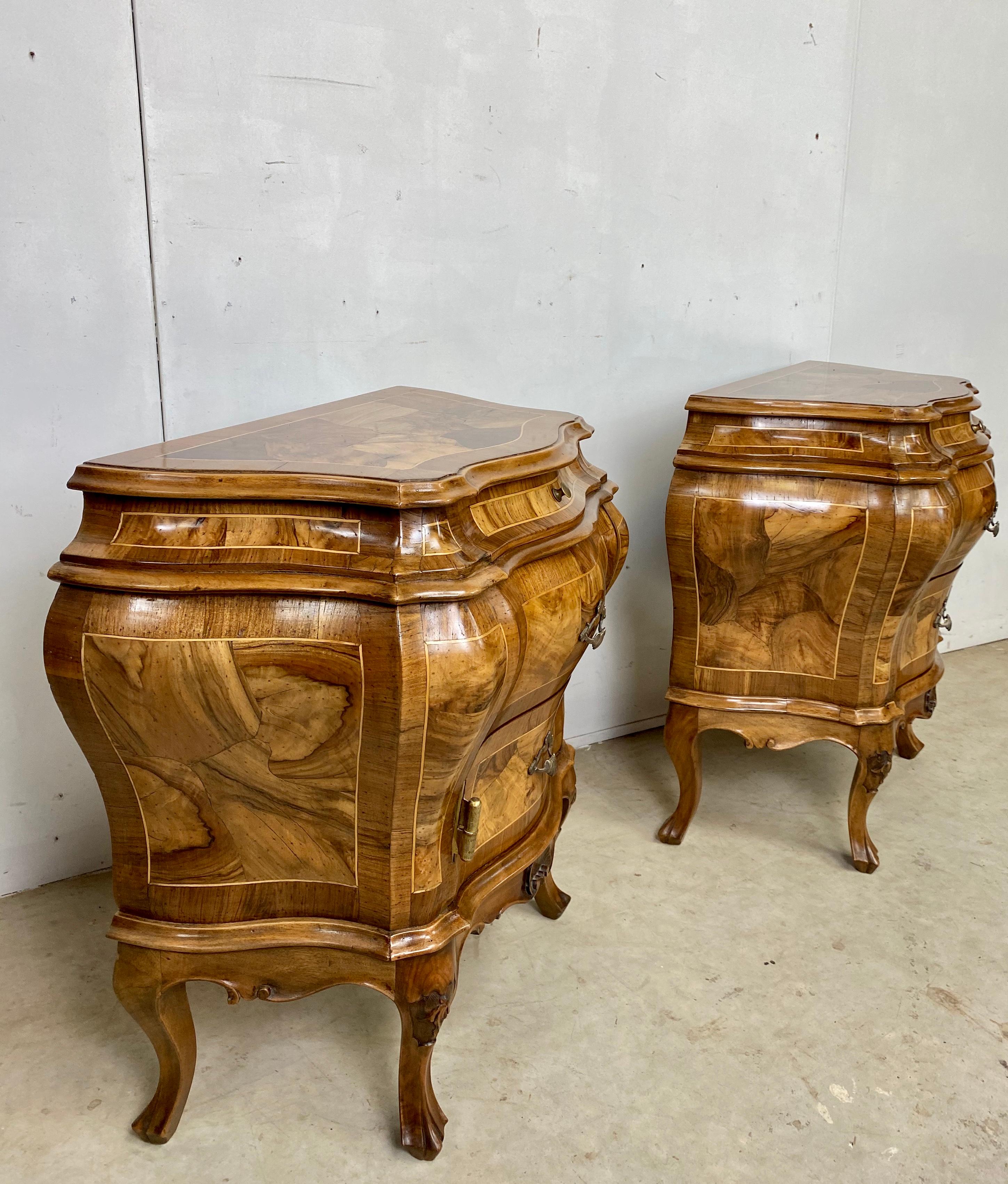 Pair of Italian Walnut Commodes For Sale 6