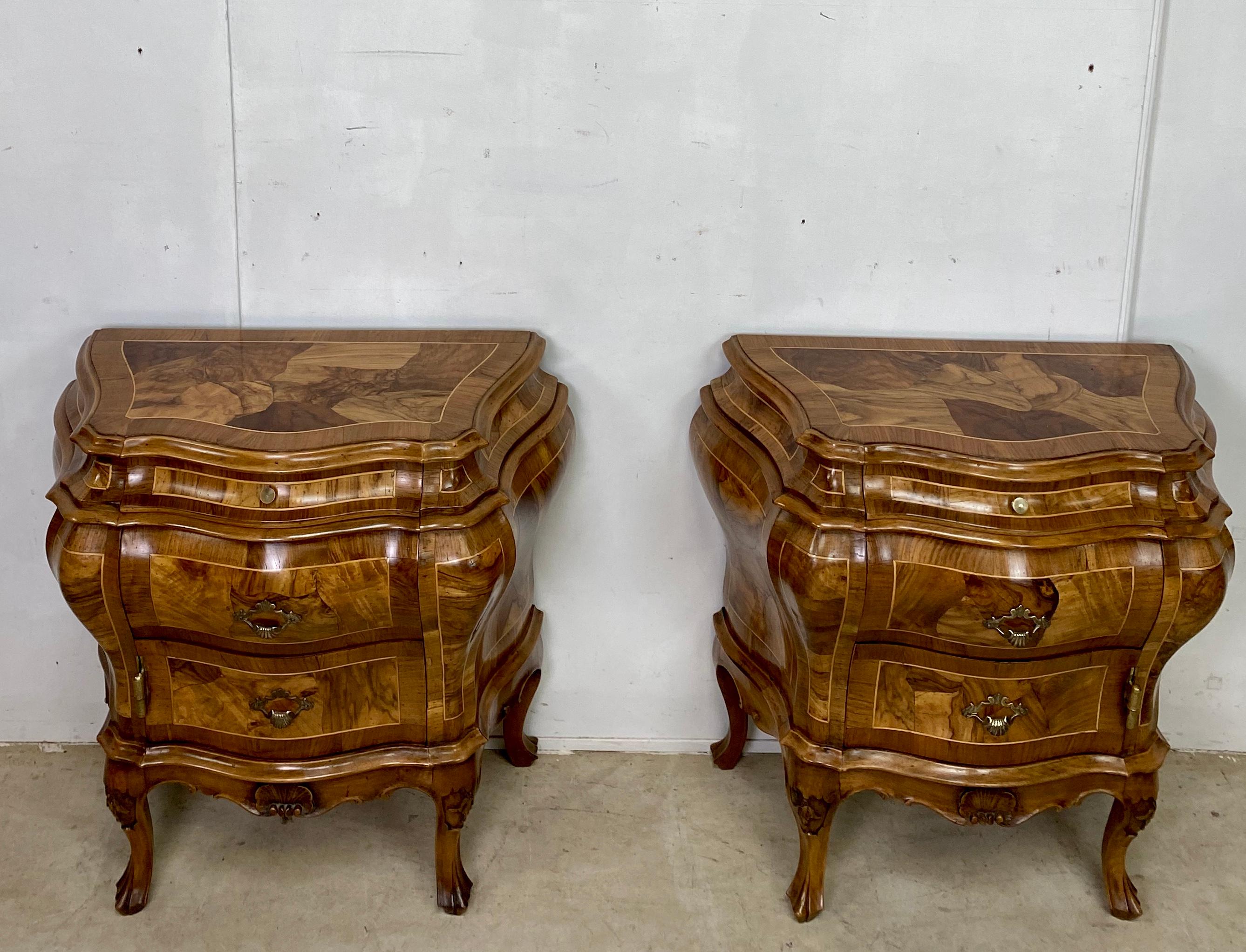 A very attractive pair of Italian Bombay commodes. These have been cleaned and polished so they look their very best.