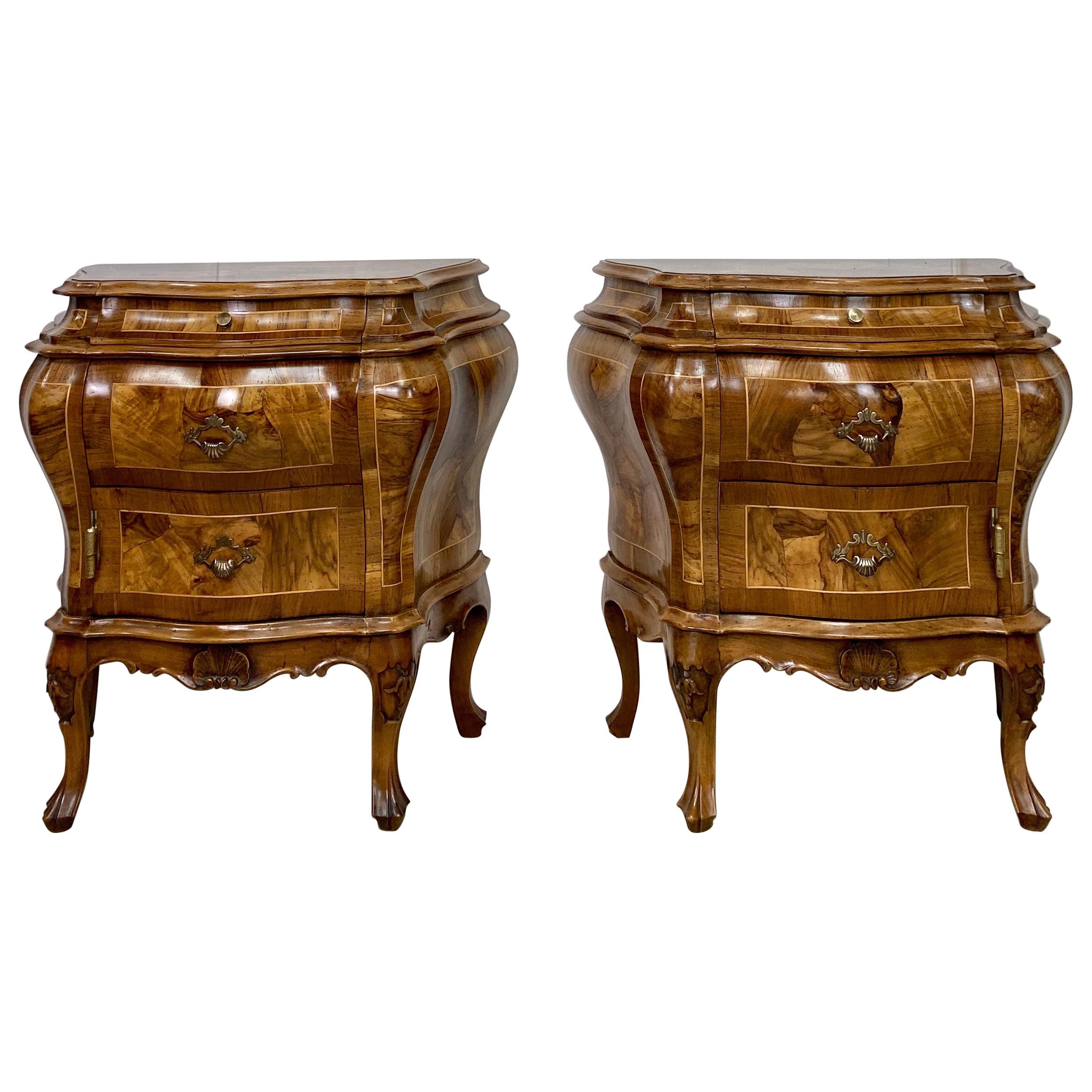 Pair of Italian Walnut Commodes For Sale