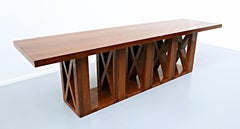 Pair of Italian Walnut Console Tables, Mid-Century Modern, Circa 1940
