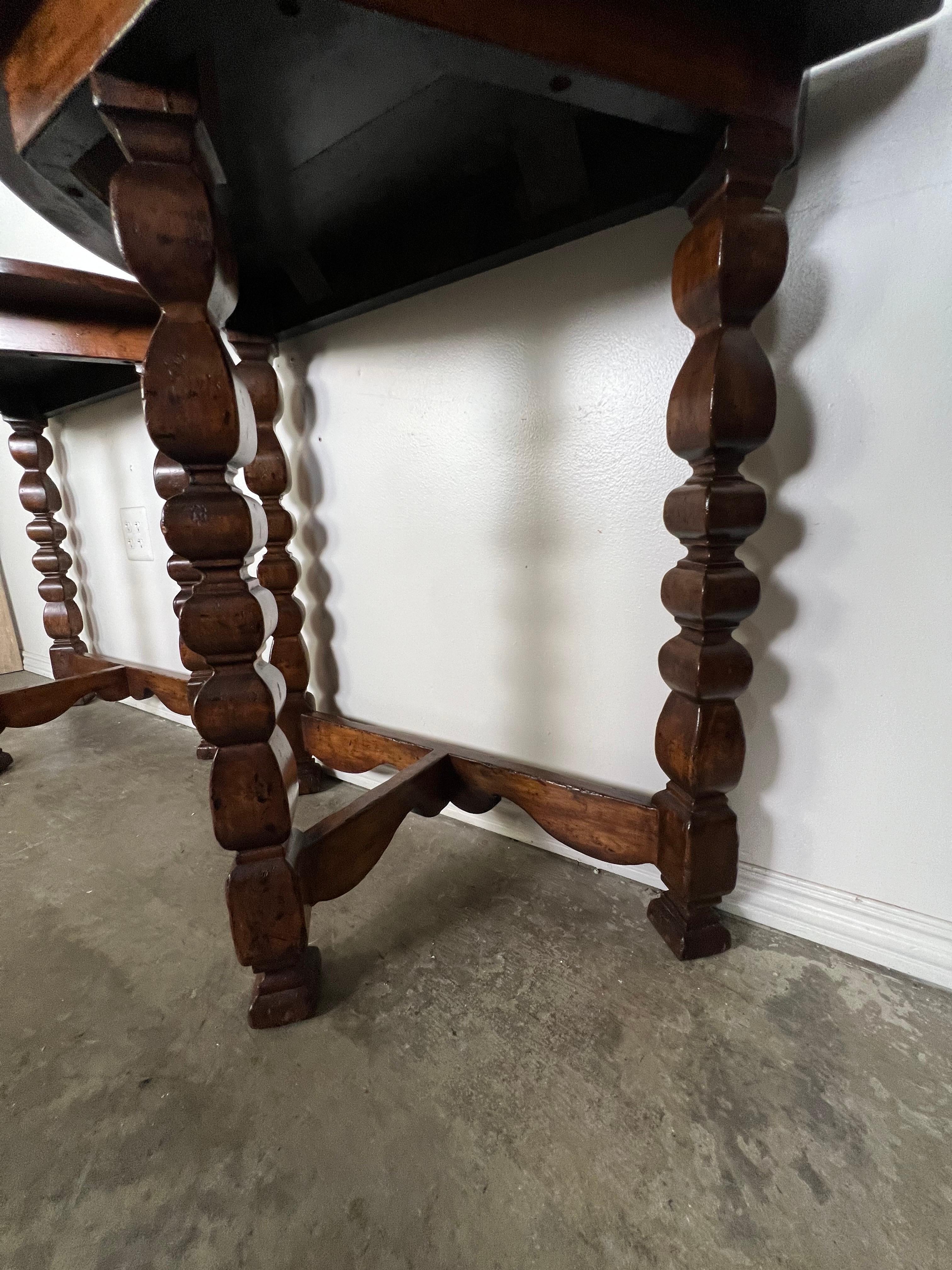 Pair of Italian Walnut Demi-Lune Tables C. 1930's For Sale 6