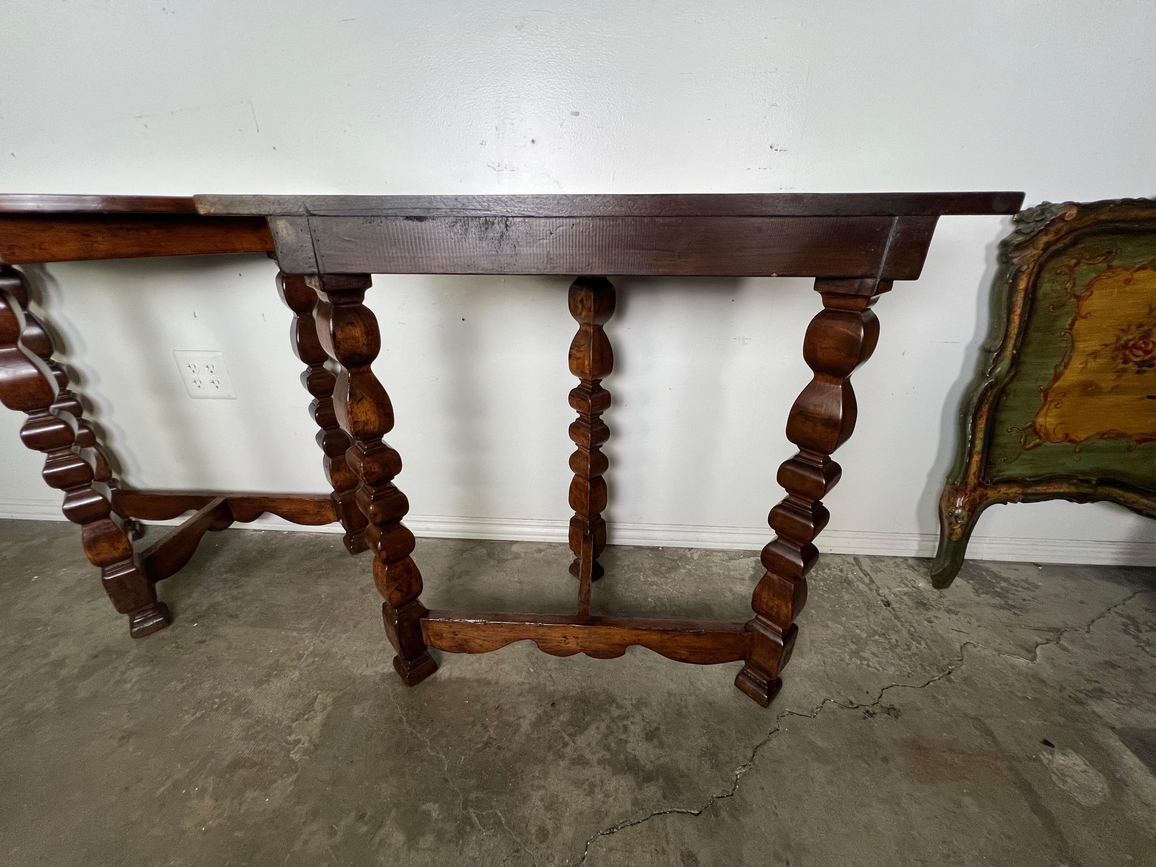 Pair of Italian Walnut Demi-Lune Tables C. 1930's For Sale 8