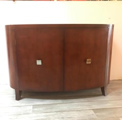 Pair of Italian Walnut Demilune Commodes