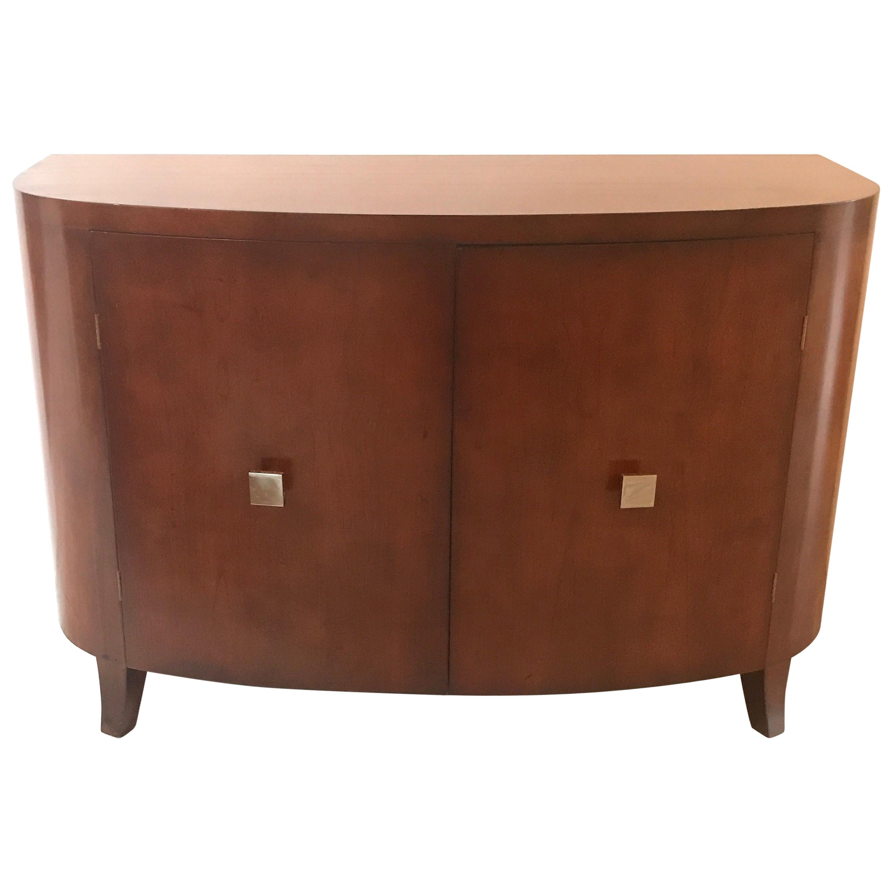 Pair of Italian Walnut Demilune Commodes