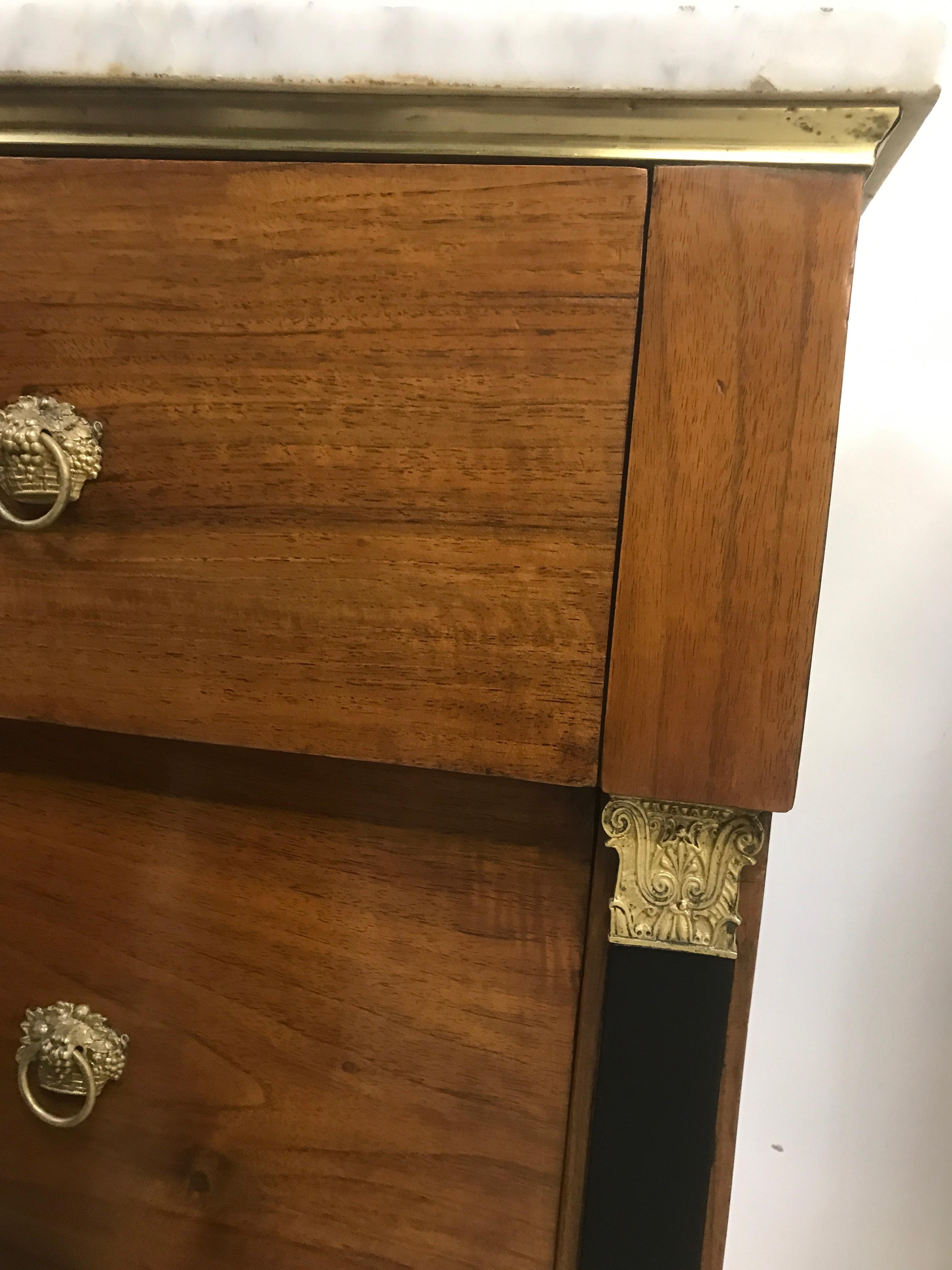 Pair of Italian Walnut Empire Nightstands 5