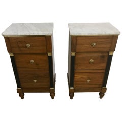 Pair of Italian Walnut Empire Nightstands