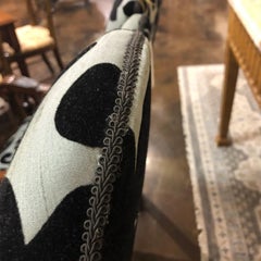 Pair of Italian Walnut Louis XIII Style Armchairs with Gray Silk and Black Velve