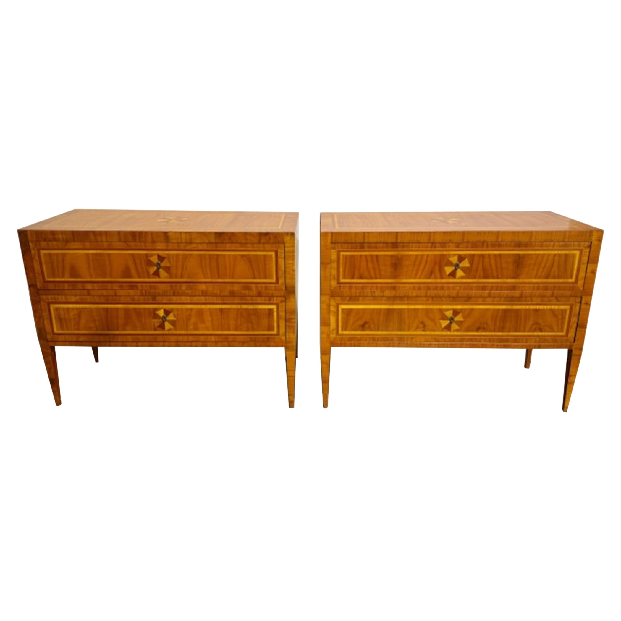 Pair of Italian Walnut Neo-Classical Commodes For Sale