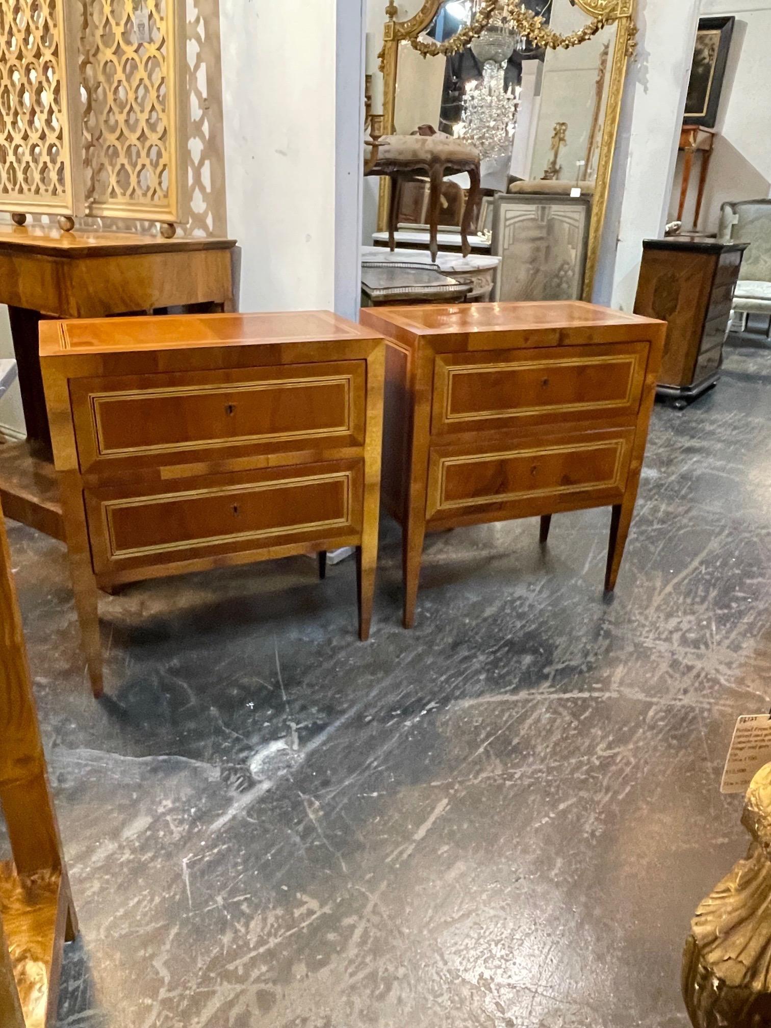 Pair of Italian Walnut Neo-Classical Style Bed Side Tables 3