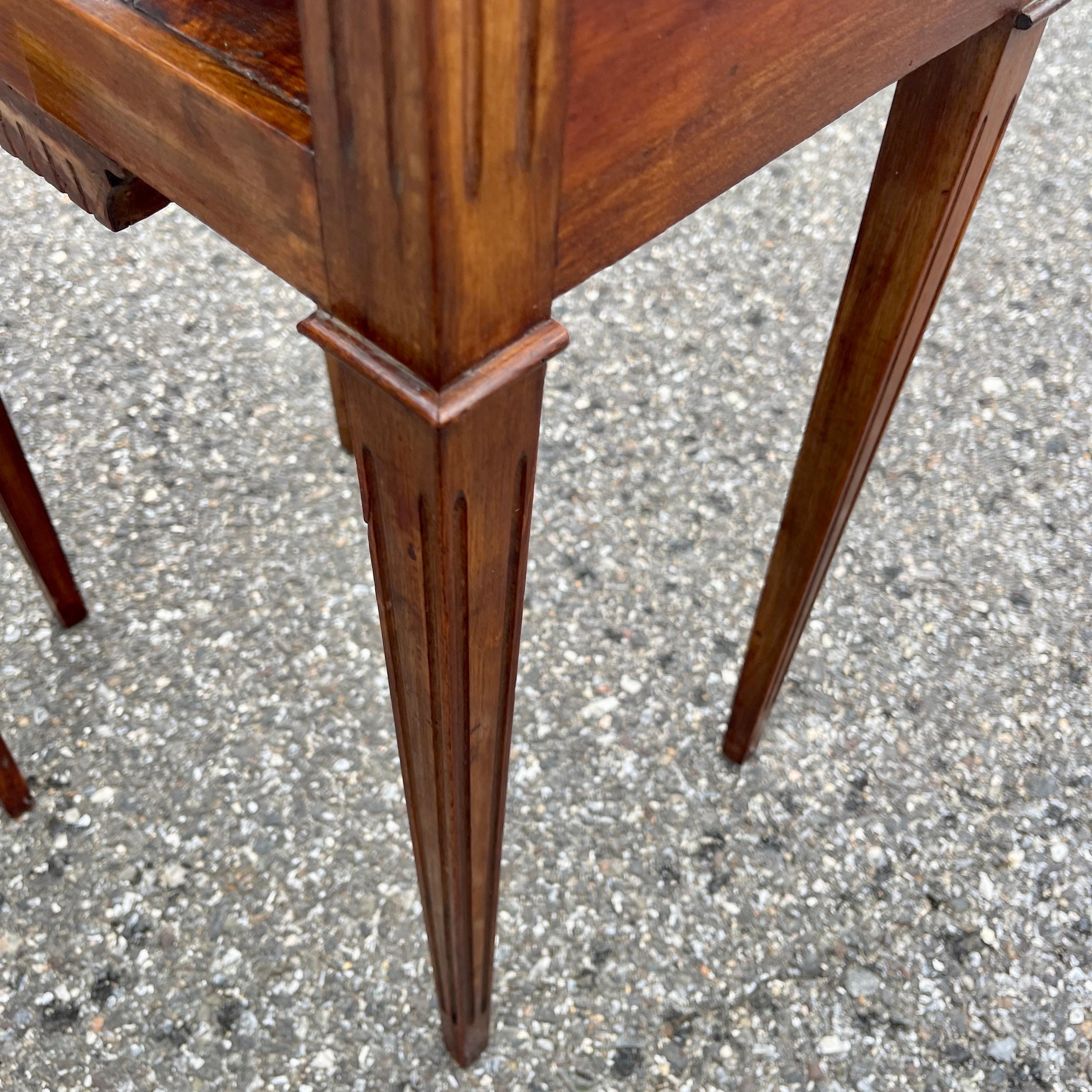 Pair of Italian Walnut Side Tables on Fluted and Tapering Legs For Sale 8
