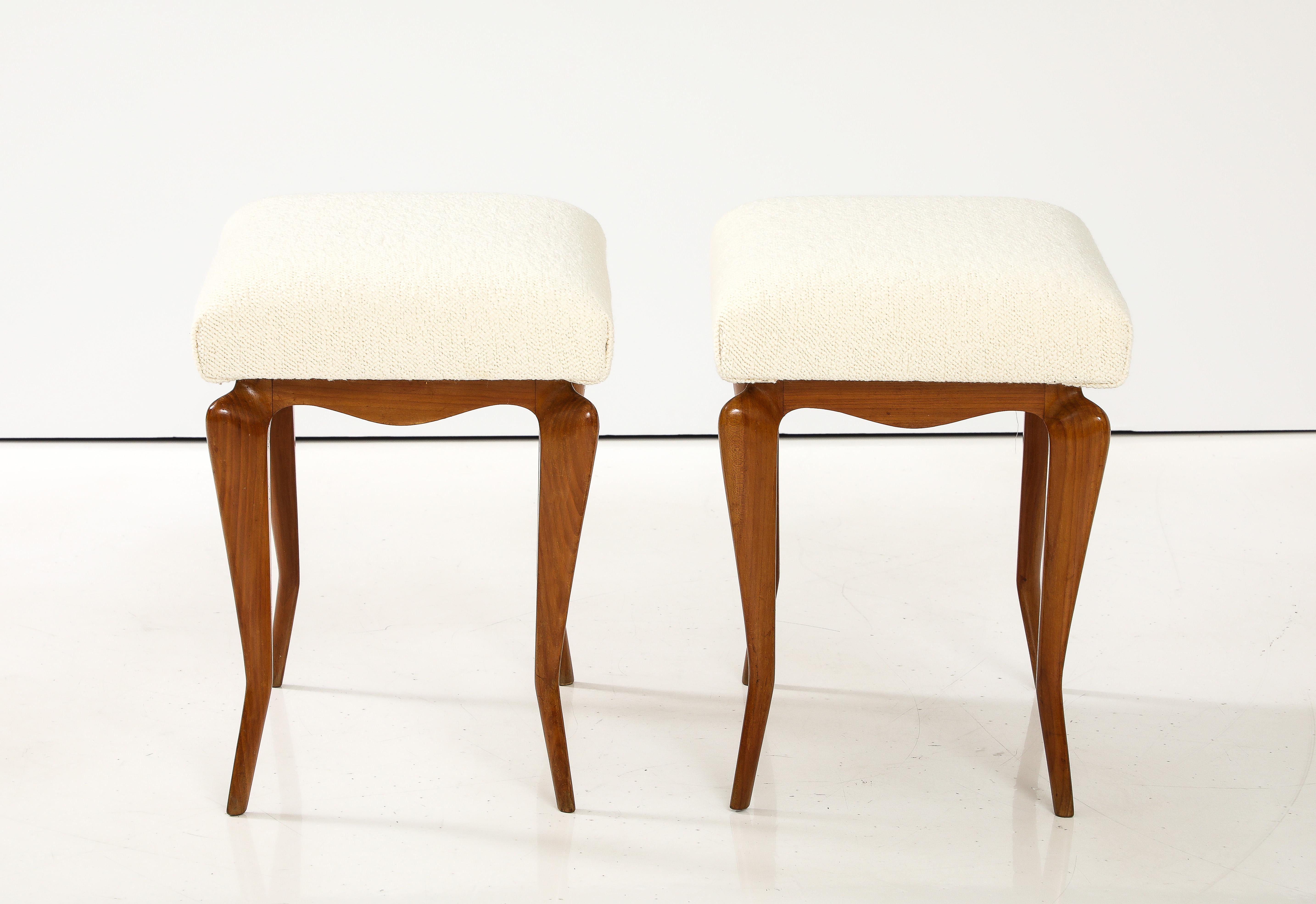 Pair of Italian Walnut Stools, Italy, circa 1930  For Sale 2