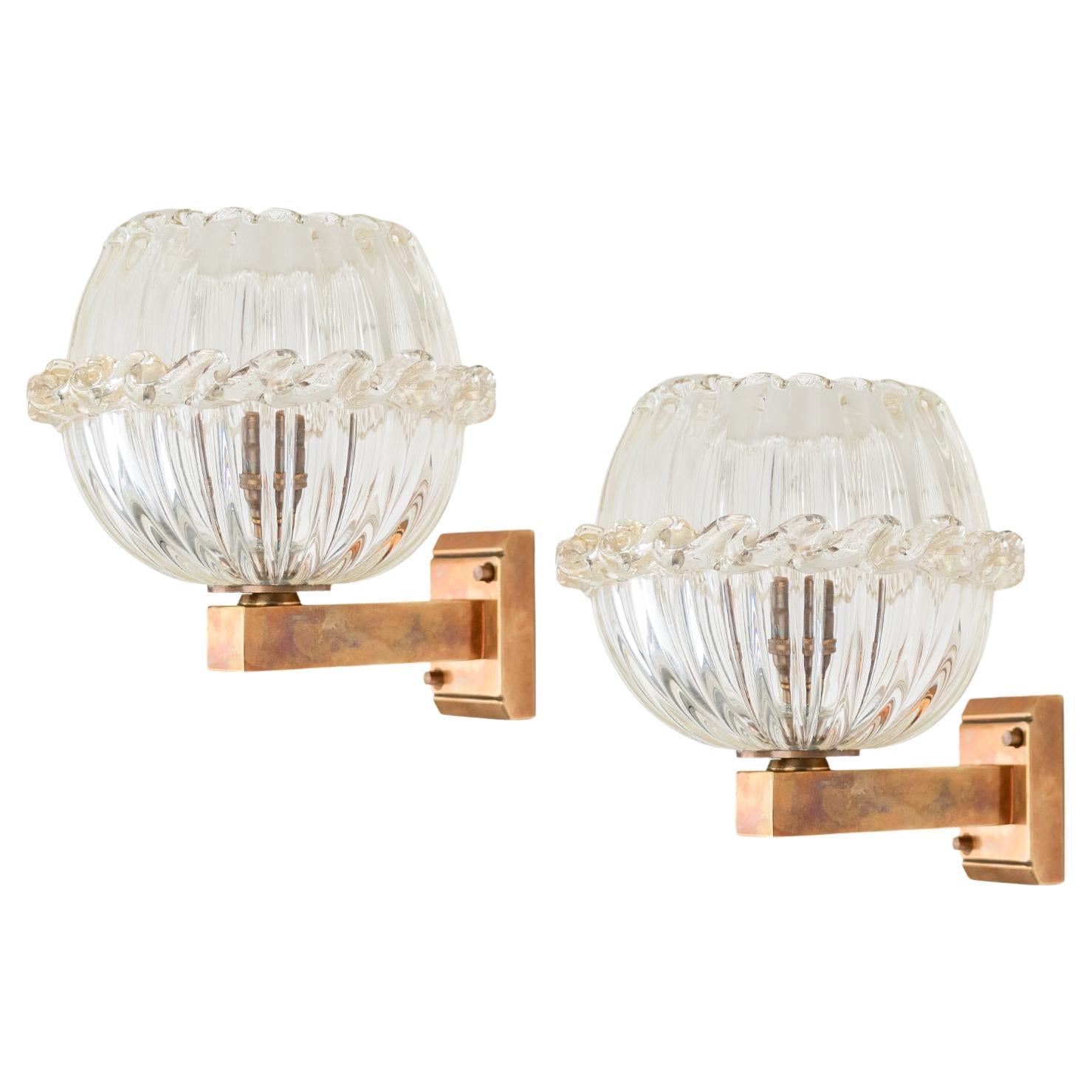 Pair Of Italian Wavy Glass Globe Sconces For Sale At 1stDibs pair-of-italian-wavy-glass-globe-sconces-for-sale-at-1stdibs