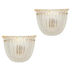 Pair of Italian Wavy Glass Sconces