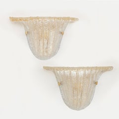 Pair of Italian Wavy Glass Sconces