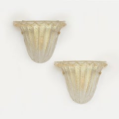 Pair of Italian Wavy Glass Sconces