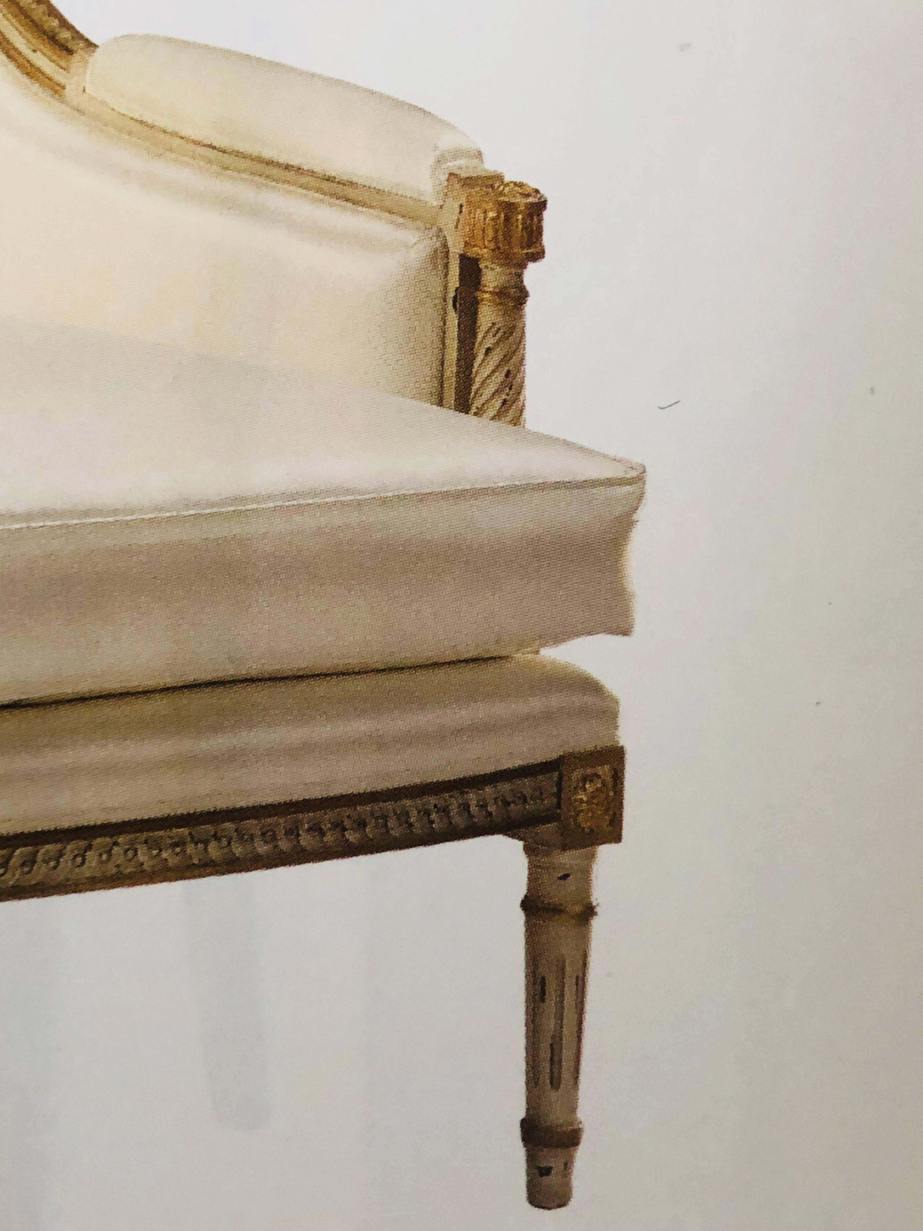 Silvered Pair of Italian Modern Neoclassical Louis XVI Style Lounge Chairs, Maison Jansen
