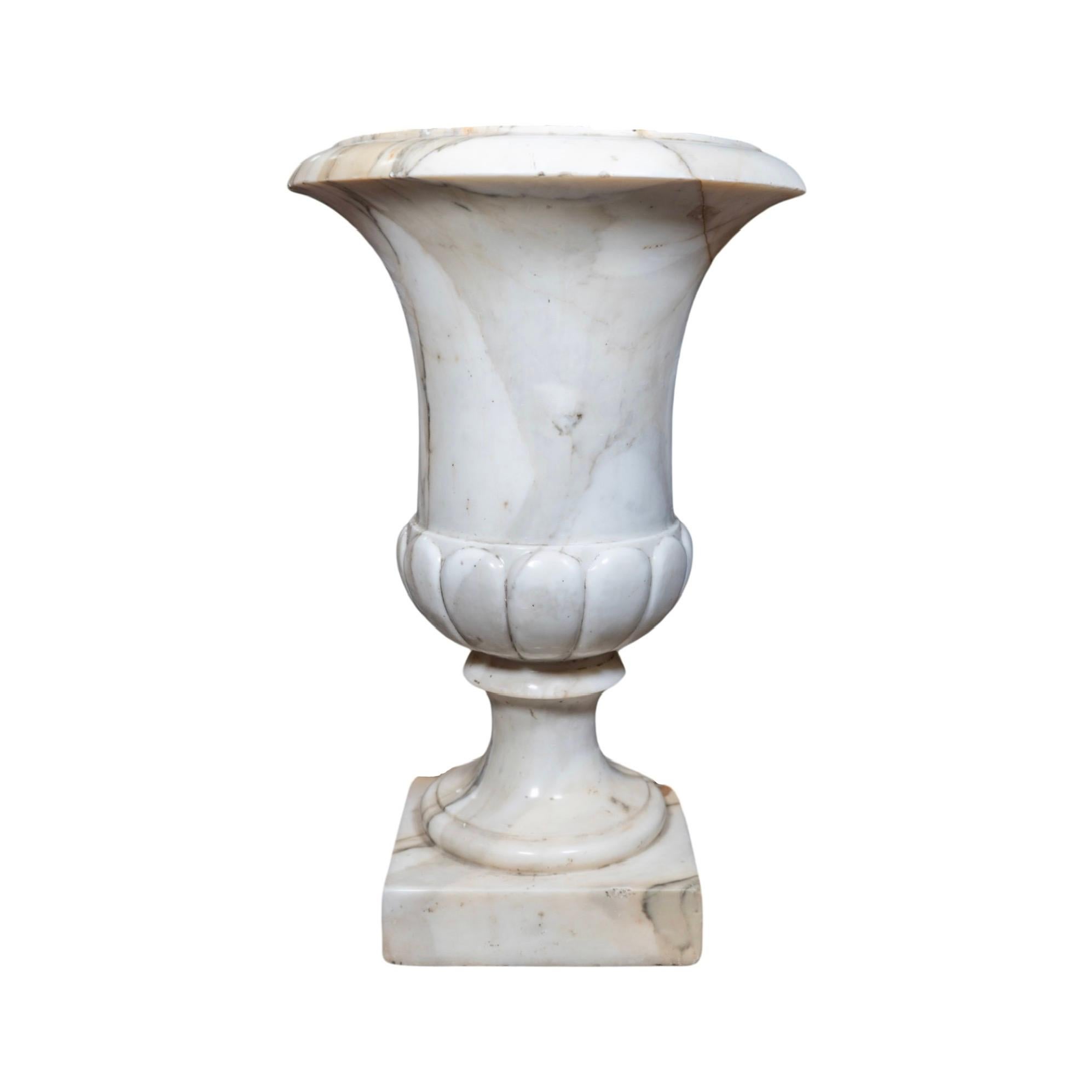 Pair of Italian White Breche Marble Planters For Sale 5