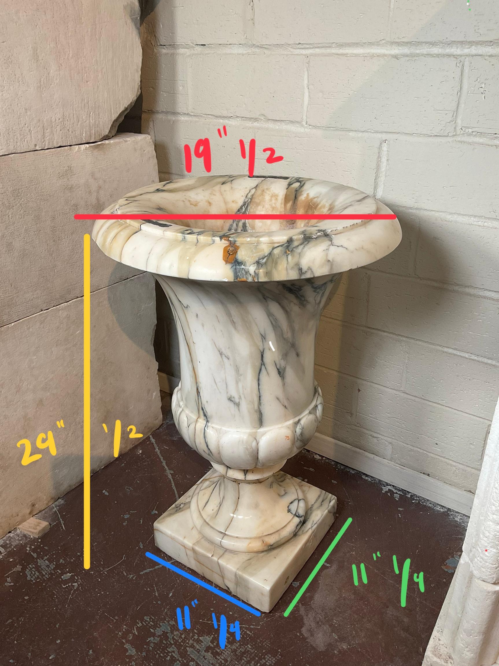 Pair of Italian White Breche Marble Planters For Sale 6