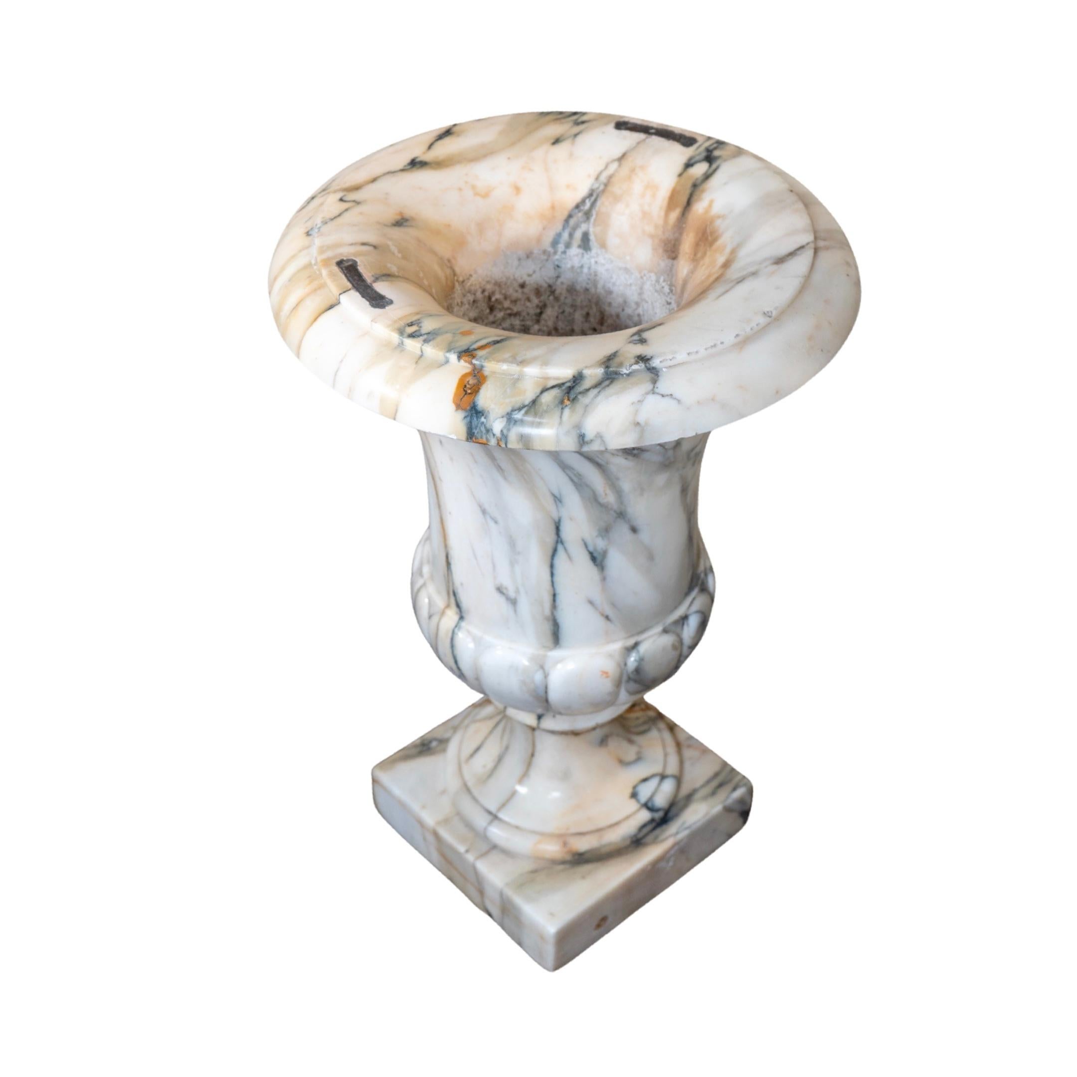 Pair of Italian White Breche Marble Planters For Sale 1