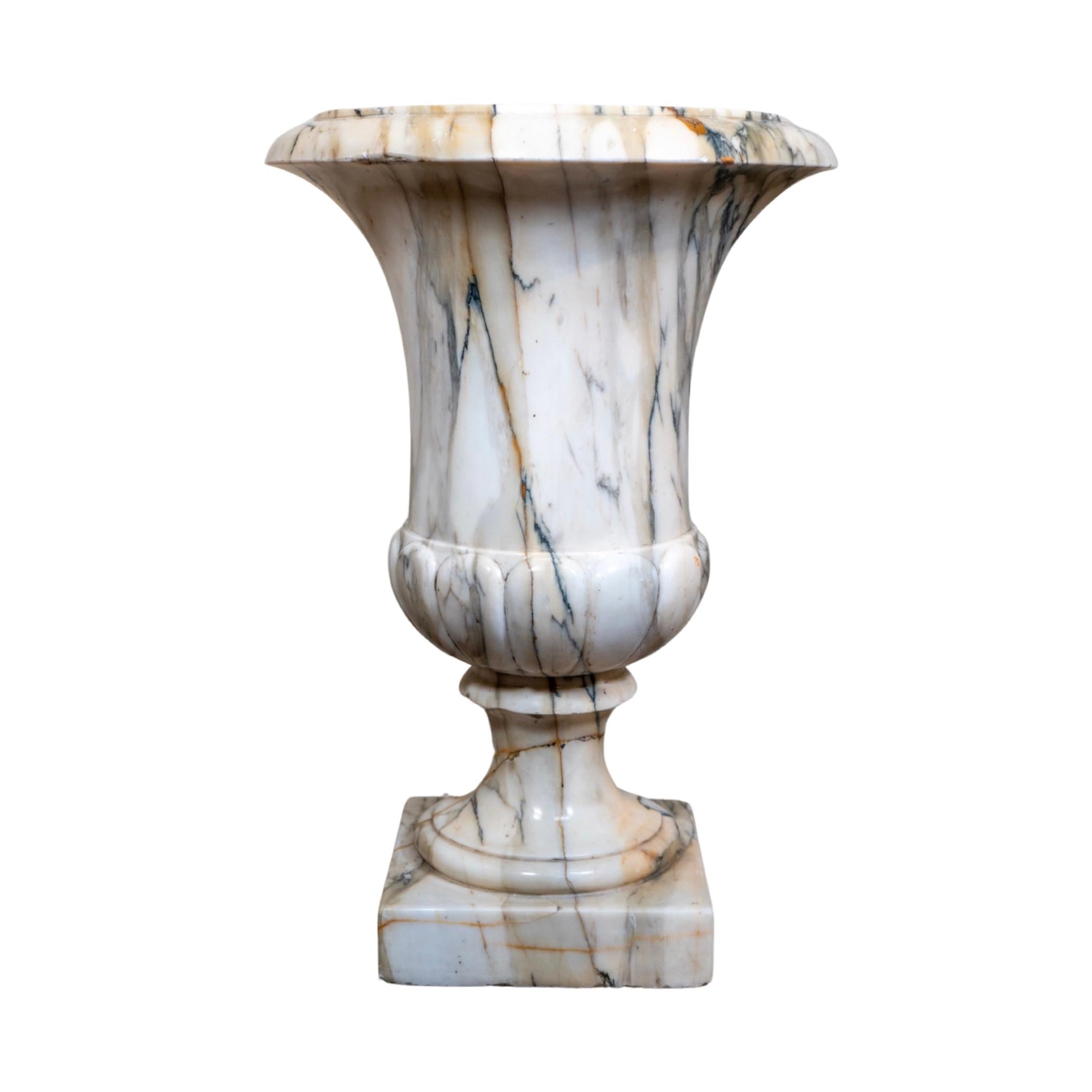 Pair of Italian White Breche Marble Planters For Sale 2