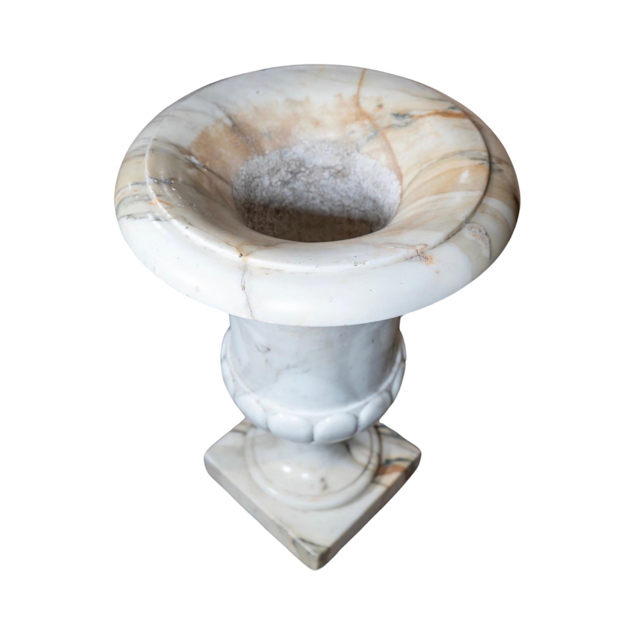 Pair of Italian White Breche Marble Planters For Sale 4