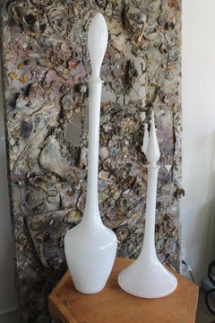 Pair of Murano White Cased Glass Vases with Stoppers