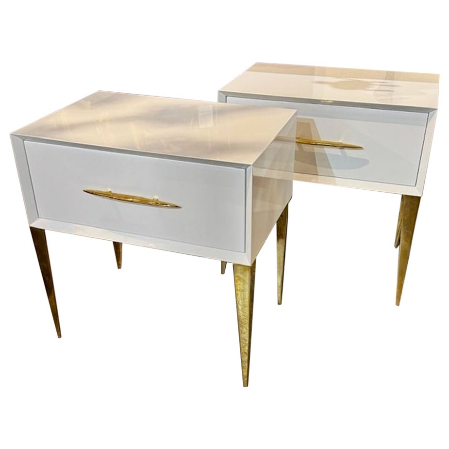 Pair of Italian White Lacquer Side Tables