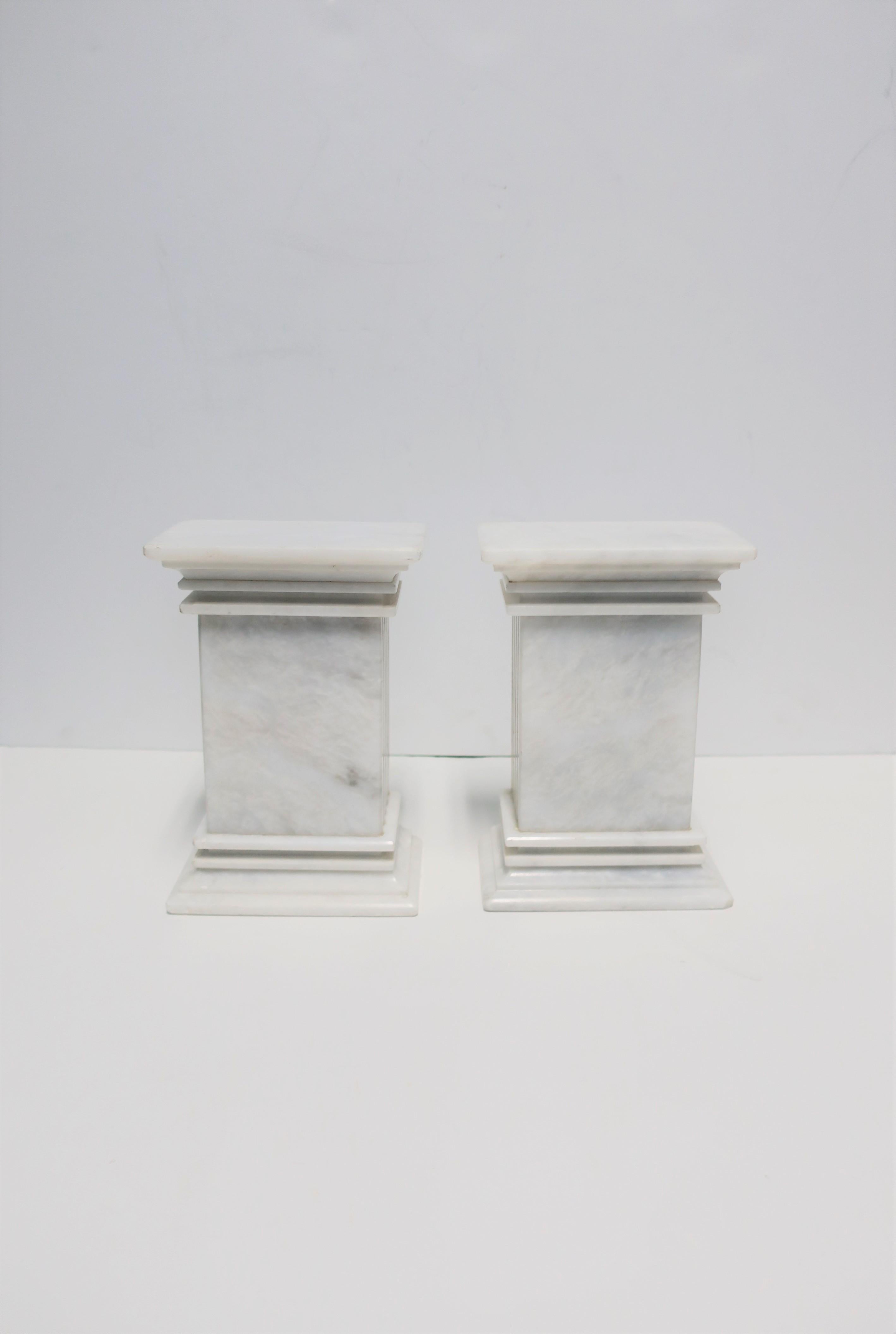 Italian White Marble Column Bookends 4