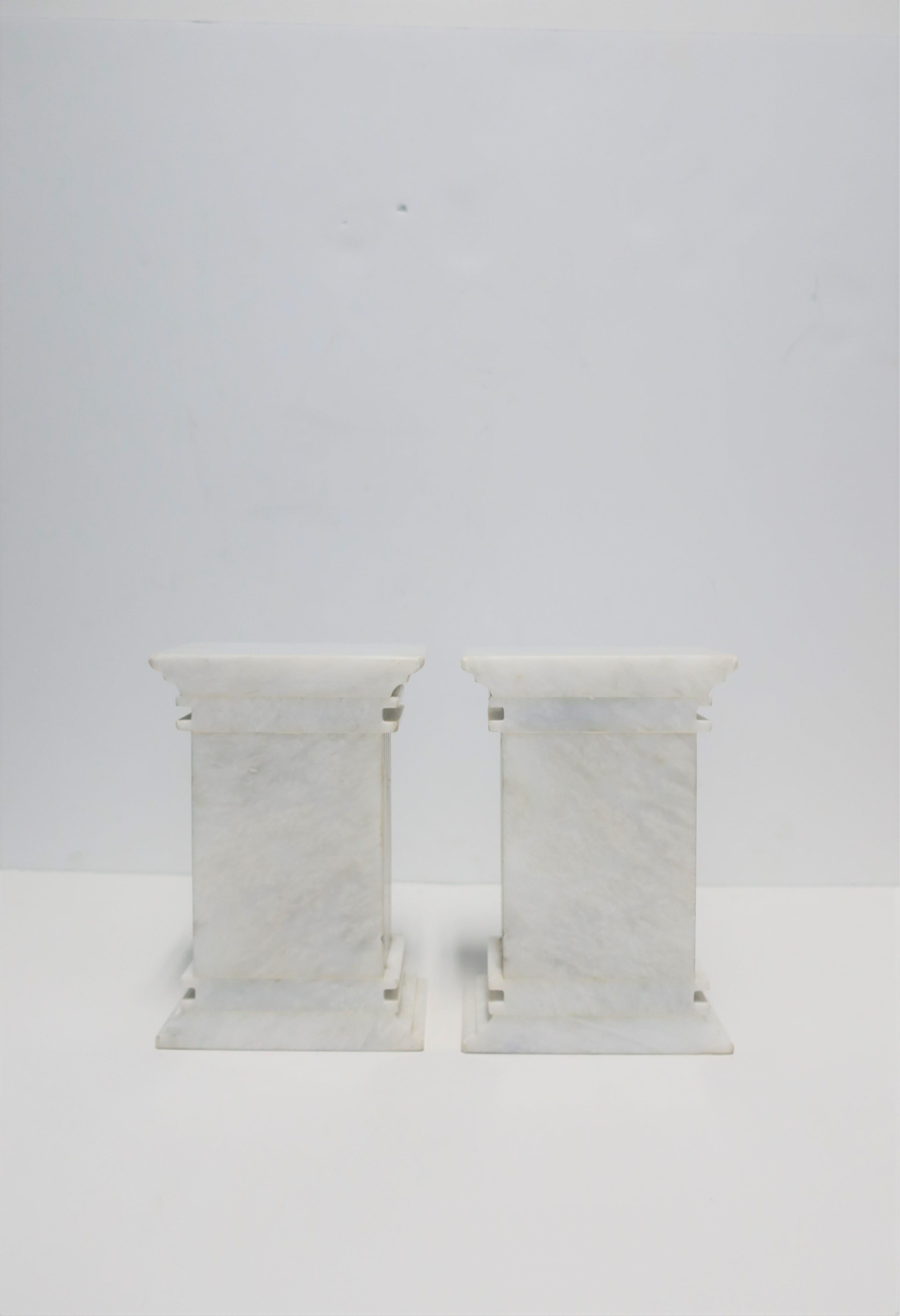 Italian White Marble Column Bookends 5