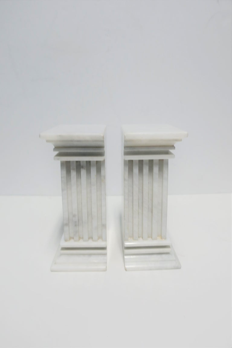 Italian White Marble Column Bookends at 1stDibs roman column bookends
