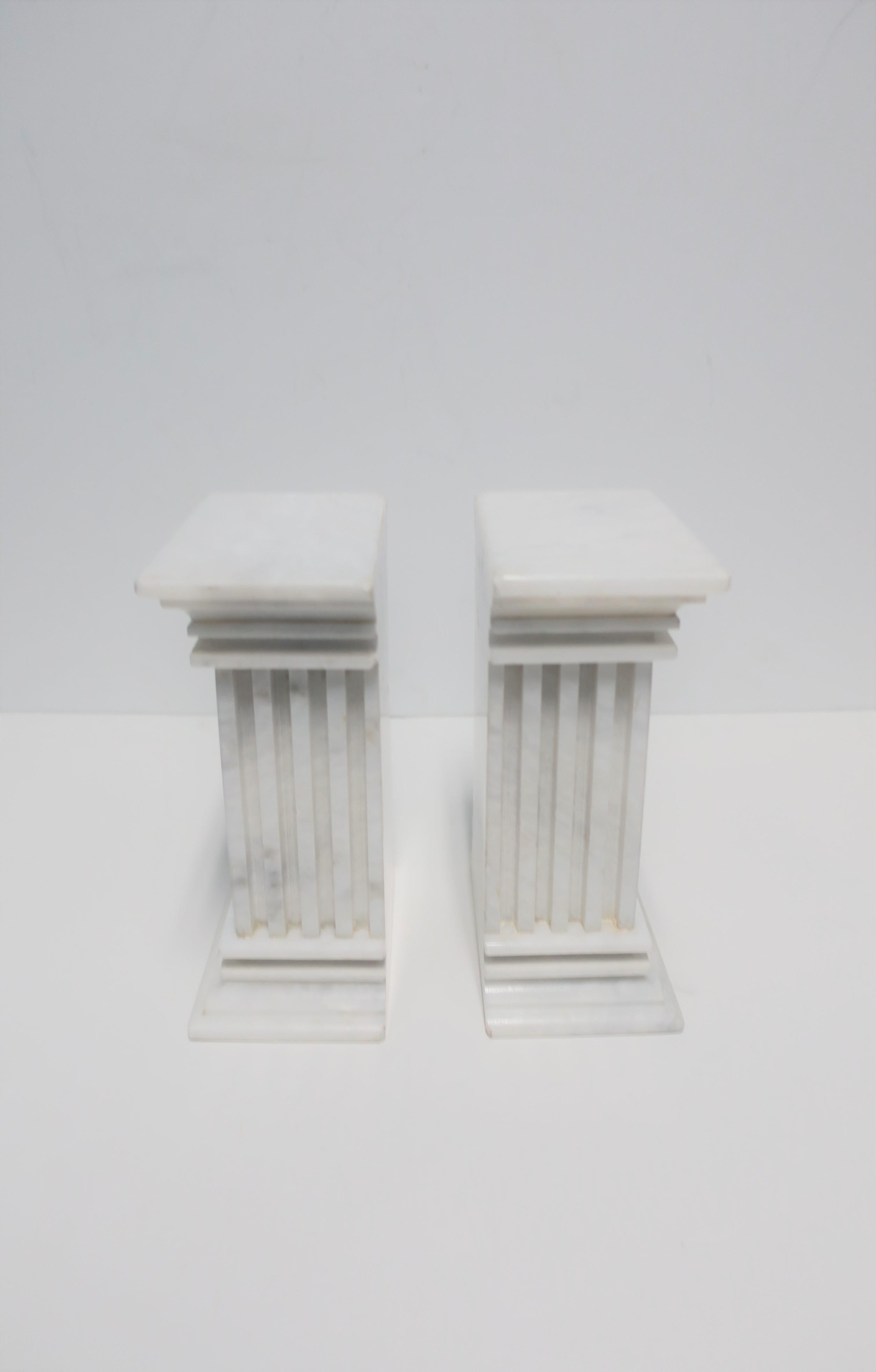 Italian White Marble Column Bookends 1