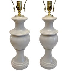 Pair of Italian White Marble Lamps