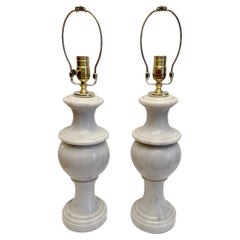 Pair of Italian White Marble Lamps