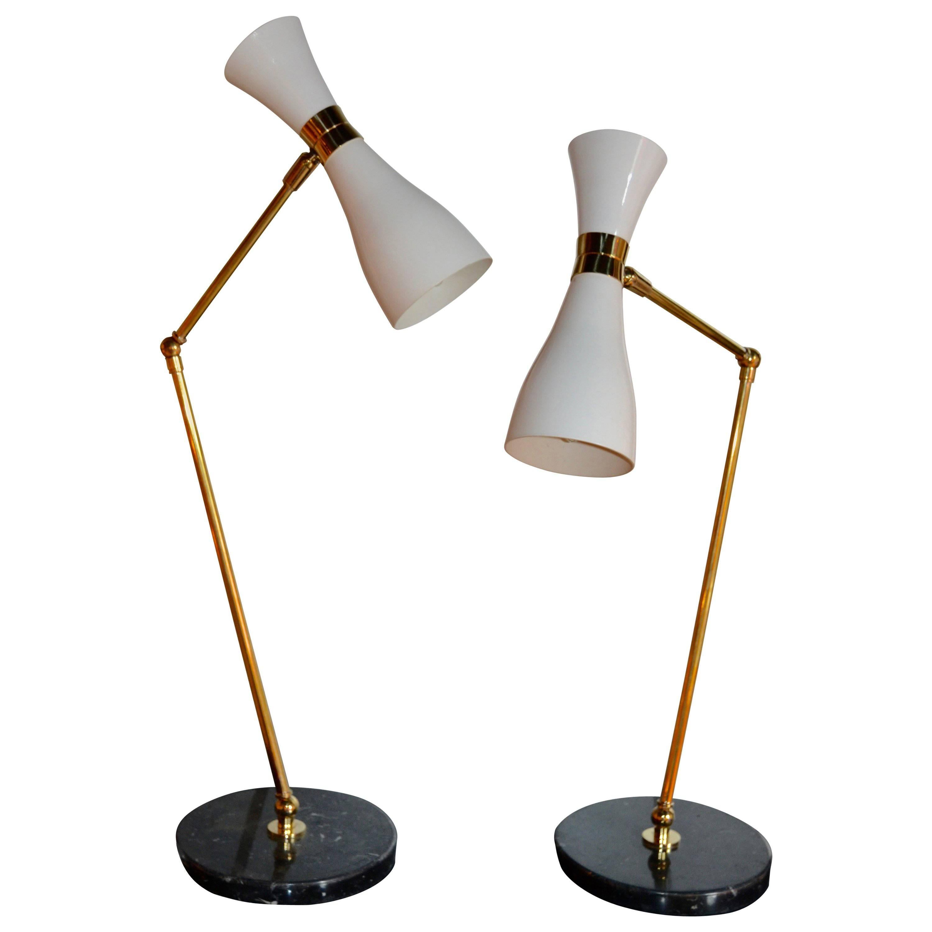Pair of Italian White Table Lamps