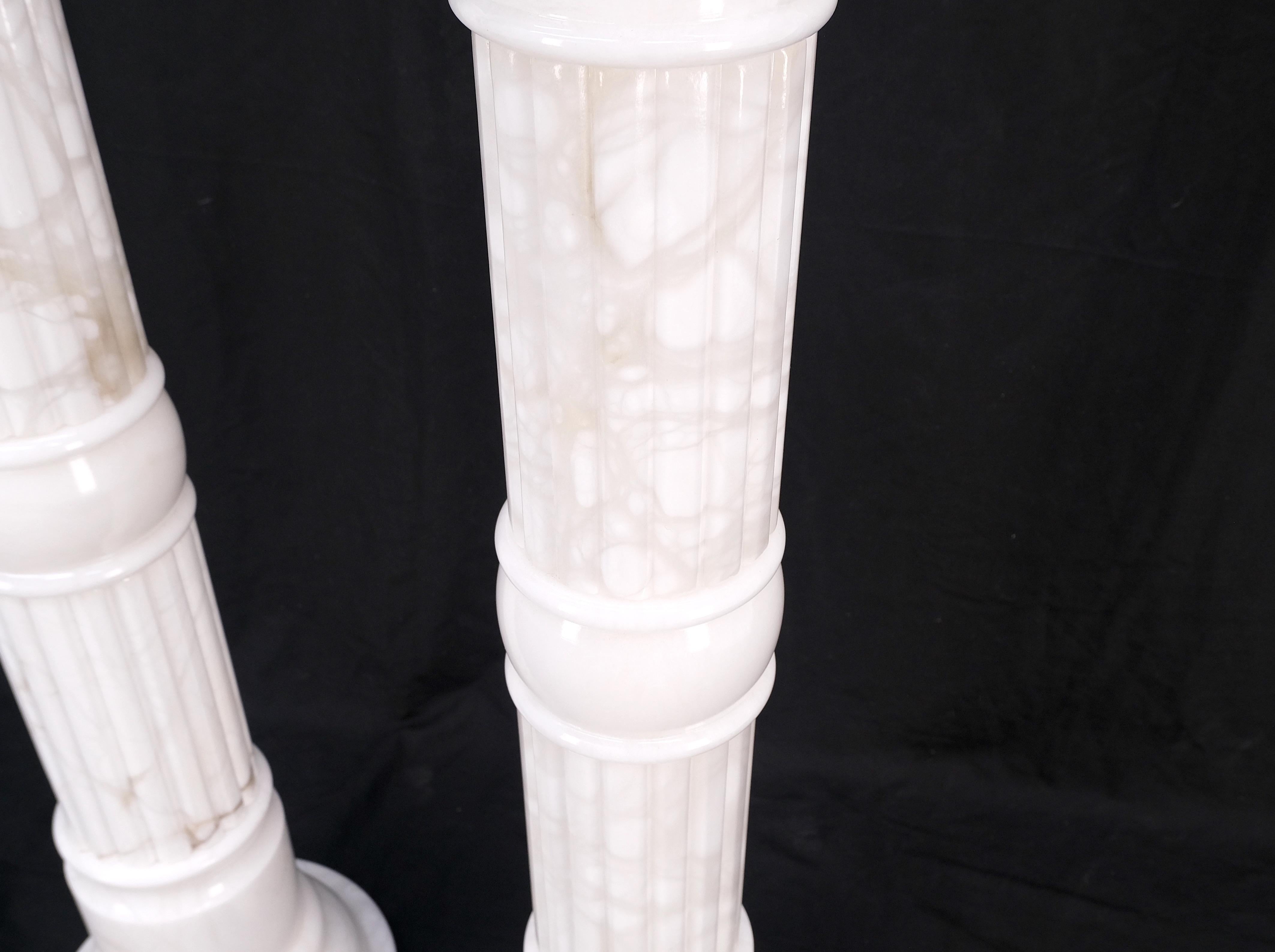 Pair of Italian White Turned Marble Pedestals Columns Stands Mint For Sale 5