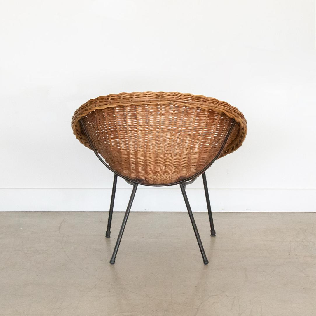 20th Century Italian Wicker and Iron Chair For Sale