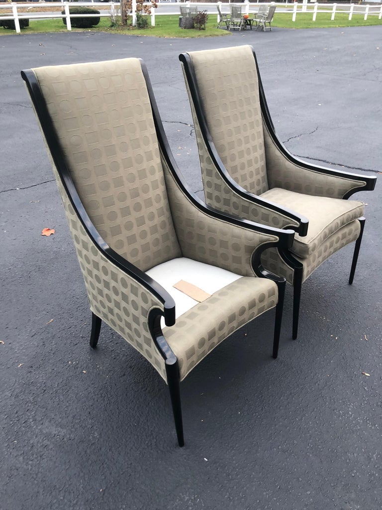 Hollywood Regency Pair of Italian Wing Back Chairs For Sale