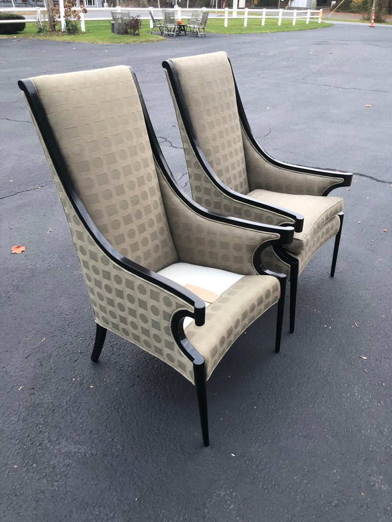 Pair of Italian Wing Back Chairs In Good Condition For Sale In Redding, CT