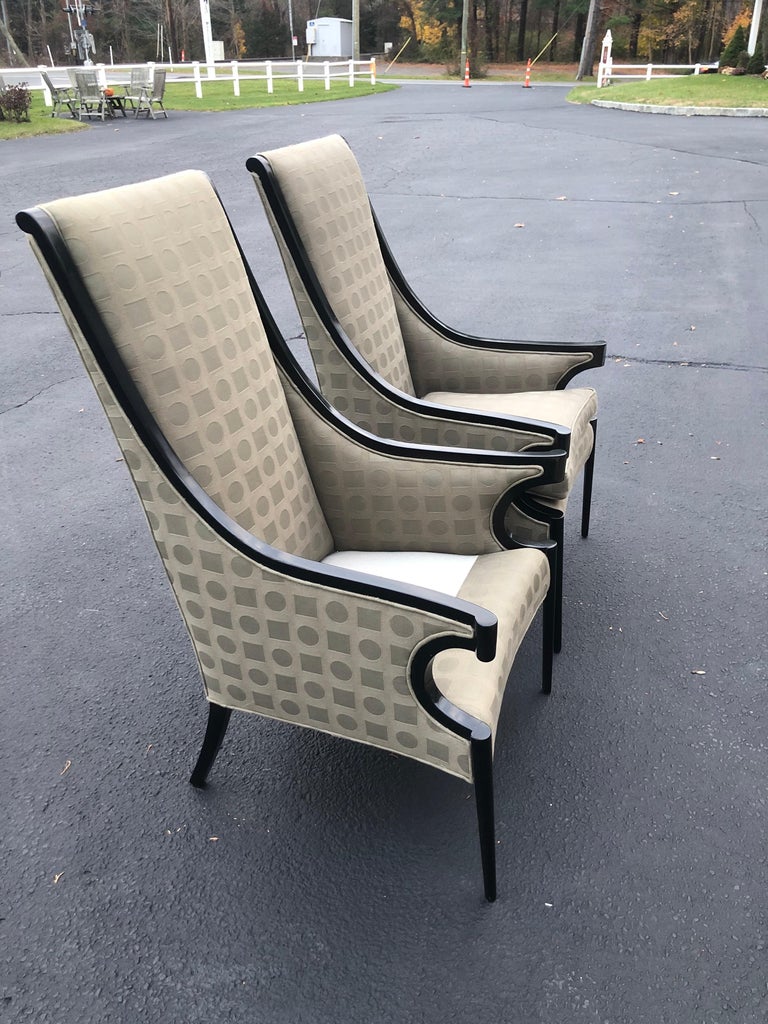 Late 20th Century Pair of Italian Wing Back Chairs For Sale