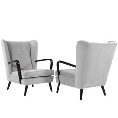 Pair of Italian Wingback Chairs in the Style of Gio Ponti