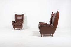 Paire de fauteuils de salon italiens Wingback Lounge de Gio Ponti, années 1950