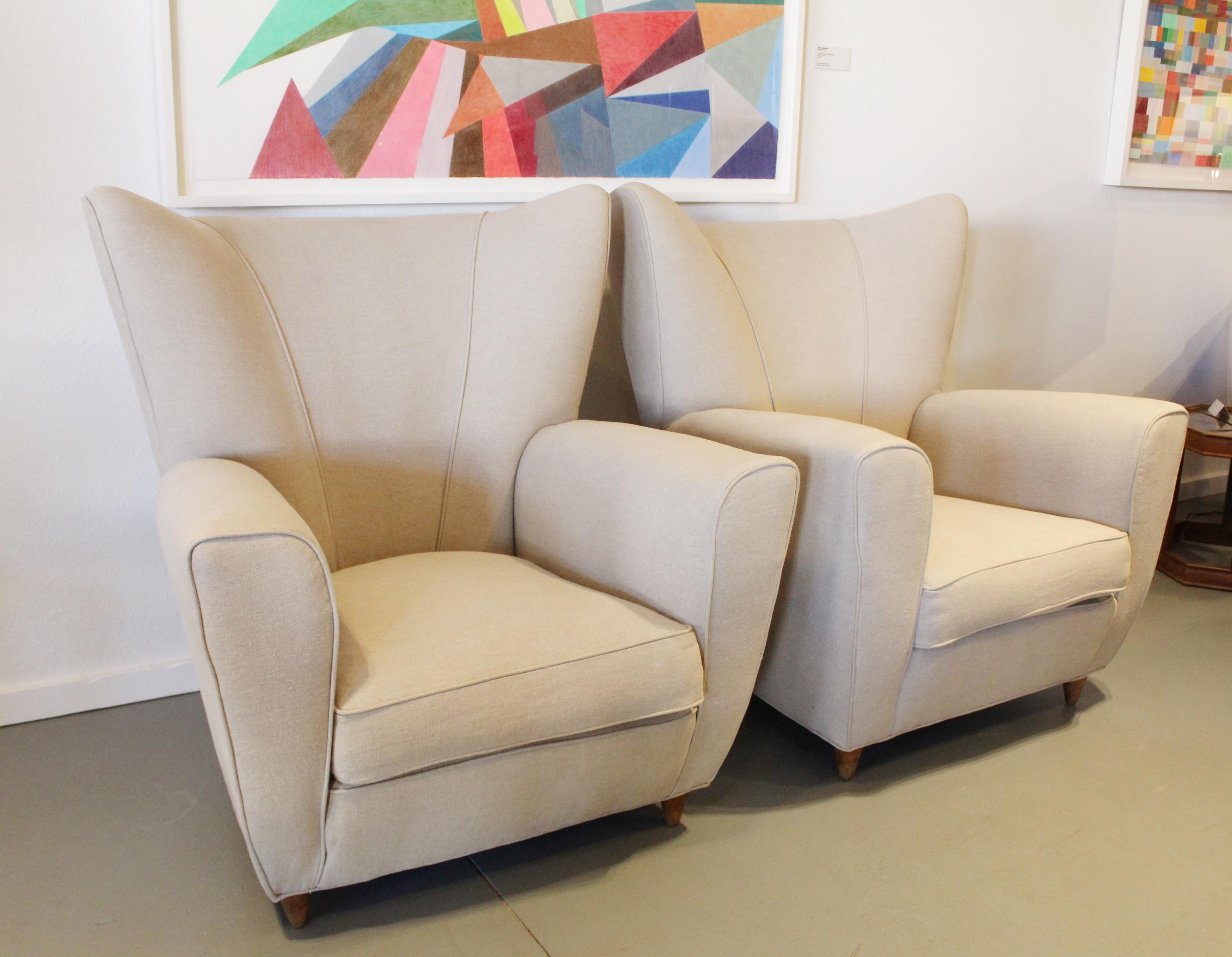 Pair of Italian Wingback Lounge Chairs, 1950s  13