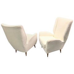 Pair of Italian Wingback Lounge Chairs / Armchairs by Gio Ponti, Model 512