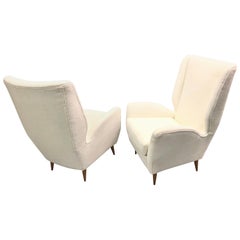 Paire de fauteuils de salon/fauteuils Wingback italiens de Gio Ponti, modèle 512