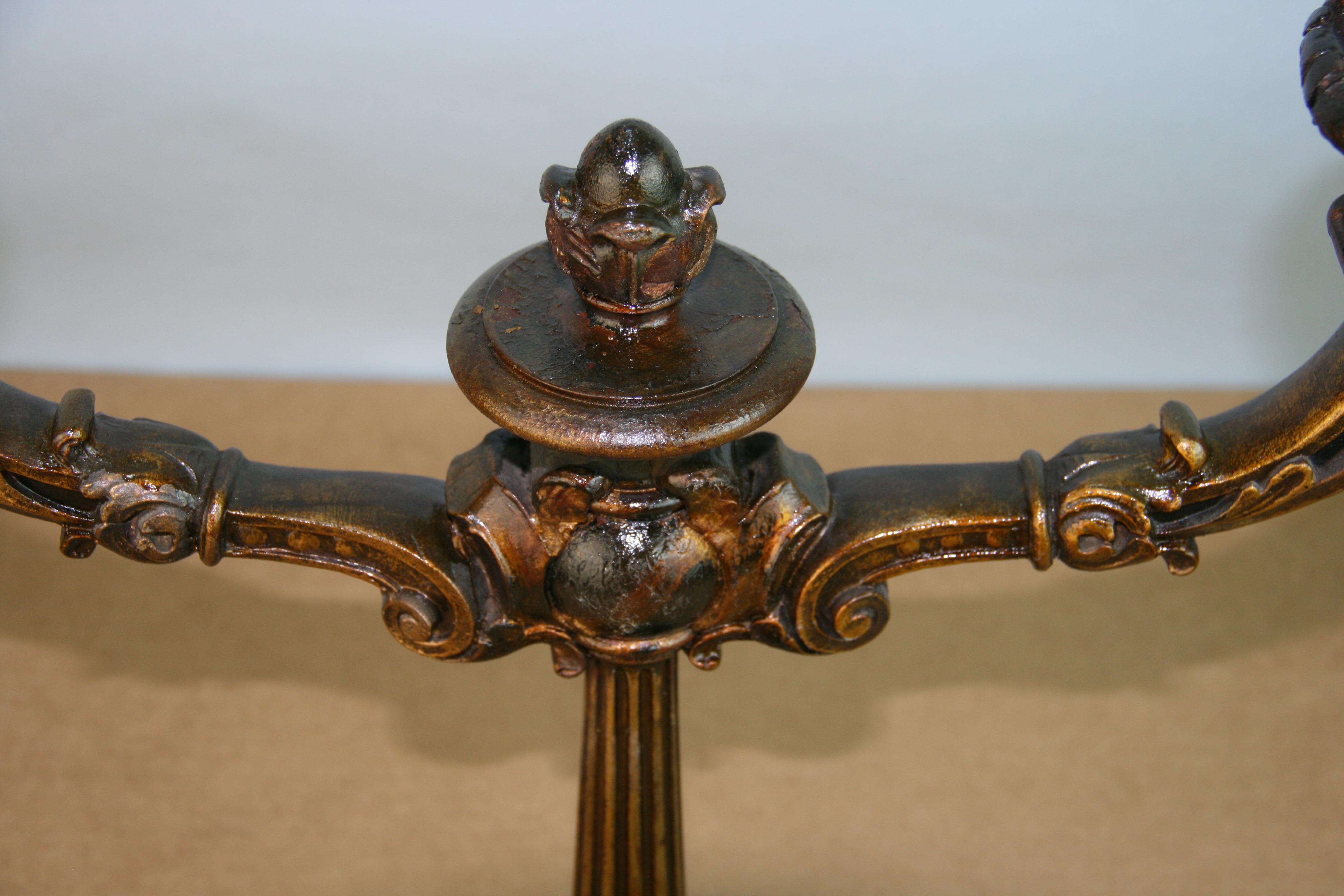 Pair of Italian Wood and Gesso Decorative Candelabras Late 19th Century For Sale 8