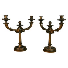 Pareja de Candelabros Decorativos Italianos de Madera y Gesso Finales del Siglo XIX