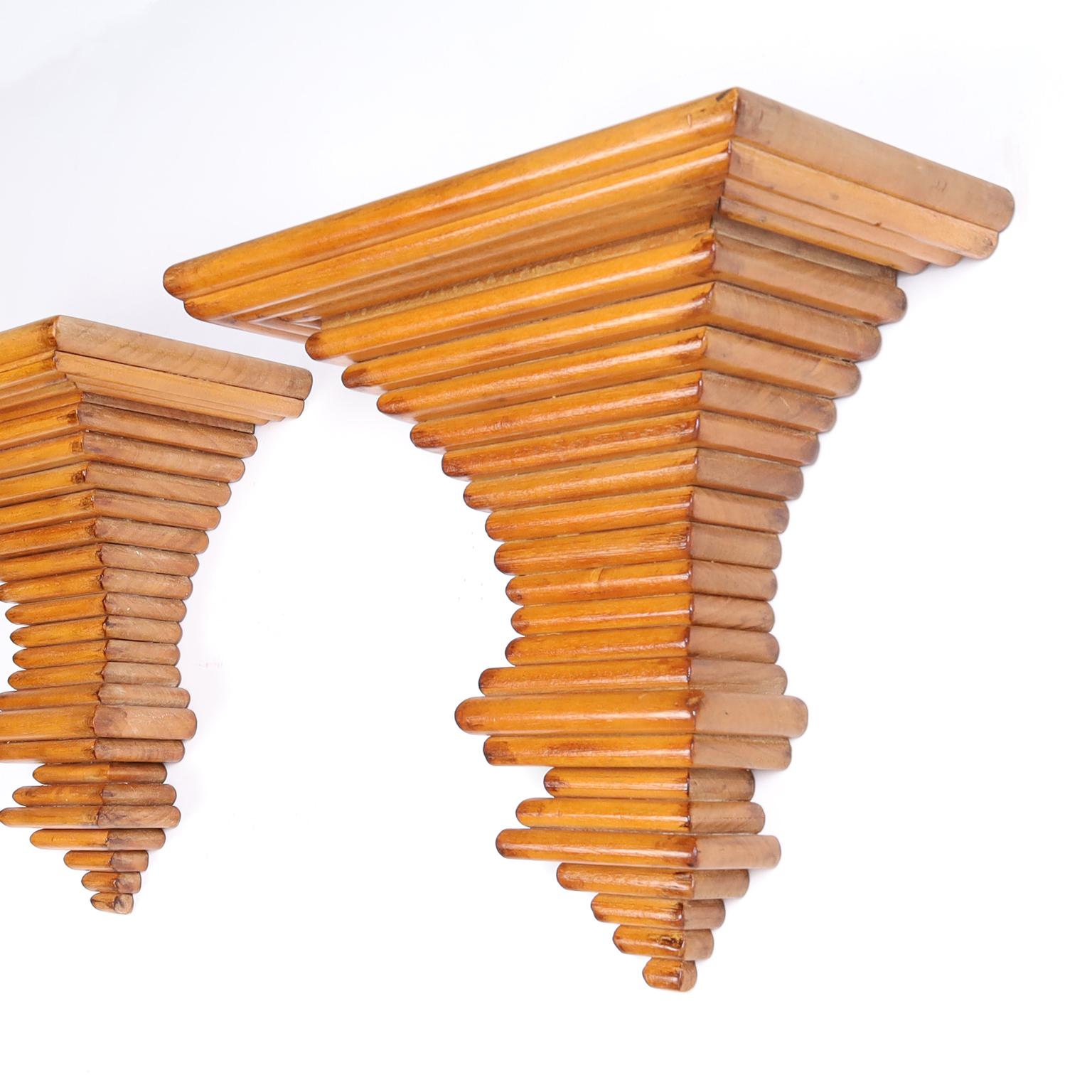 Pair of Italian Wood Architectural Wall Brackets In Good Condition In Palm Beach, FL