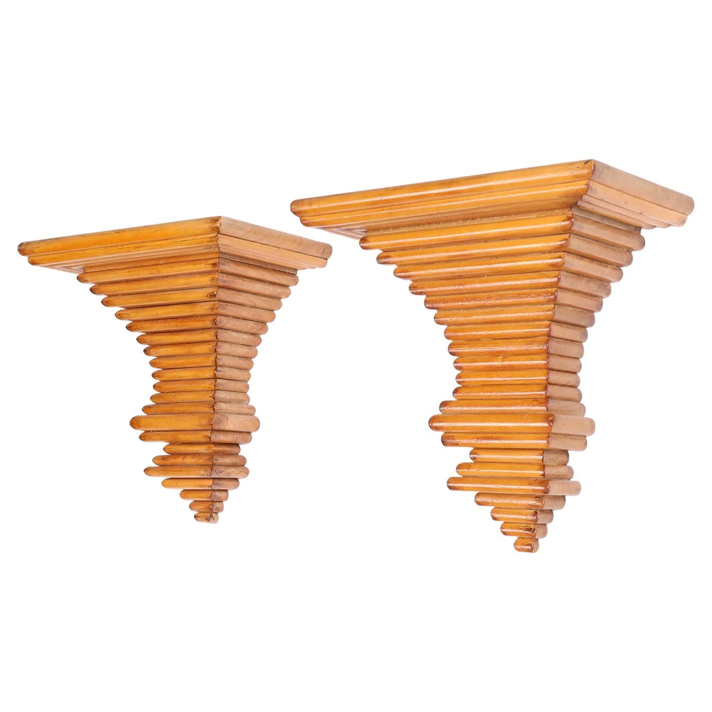 Pair of Italian Wood Architectural Wall Brackets