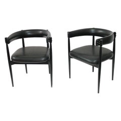 Pair of Italian Wood Chairs By A. Dal Vera Design Flam Sansoni 1960s
