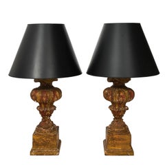 Pair of Italian Wood Carved Lamps